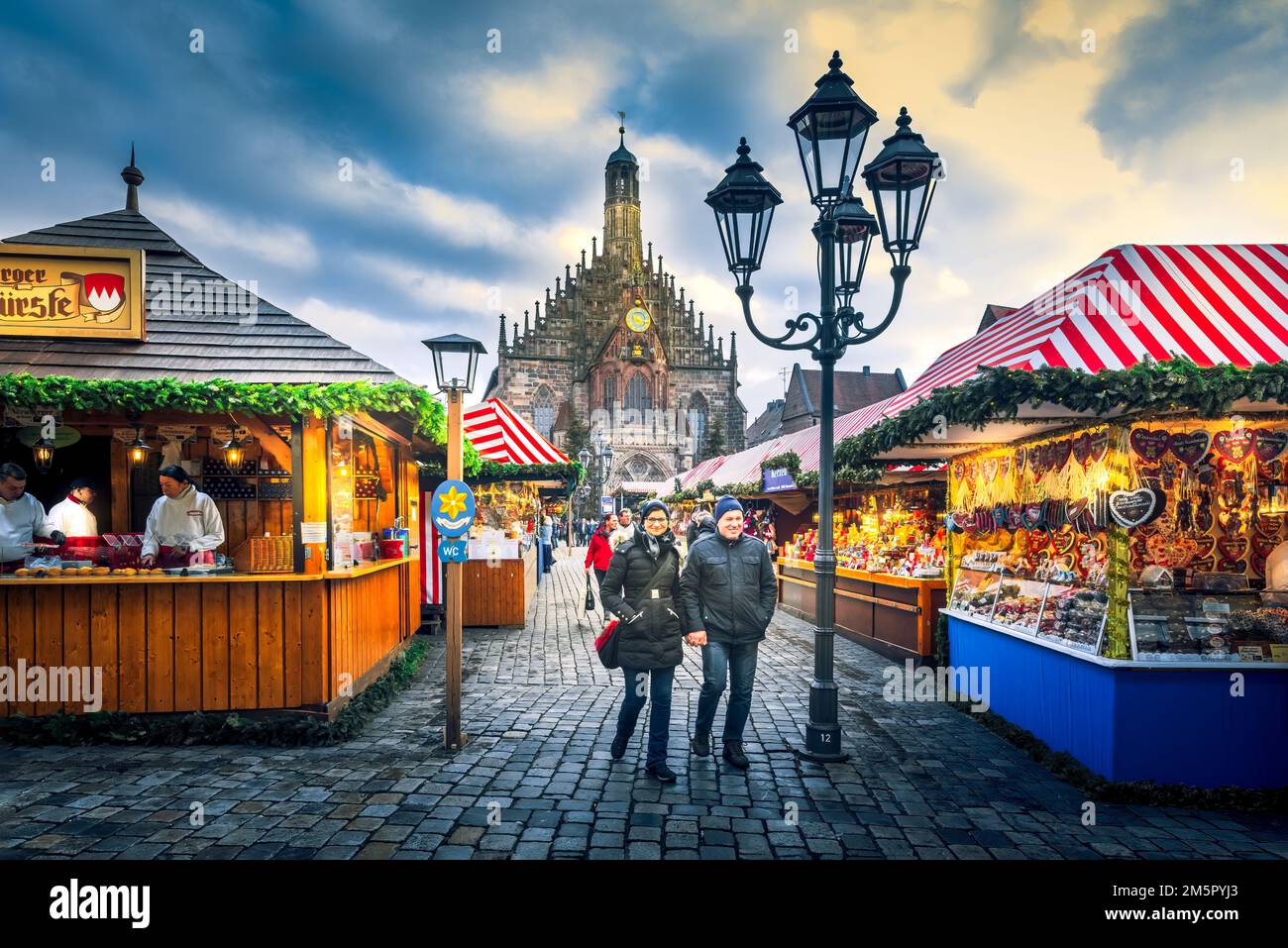 Traditional wooden stalls at Nuremberg Christmas market