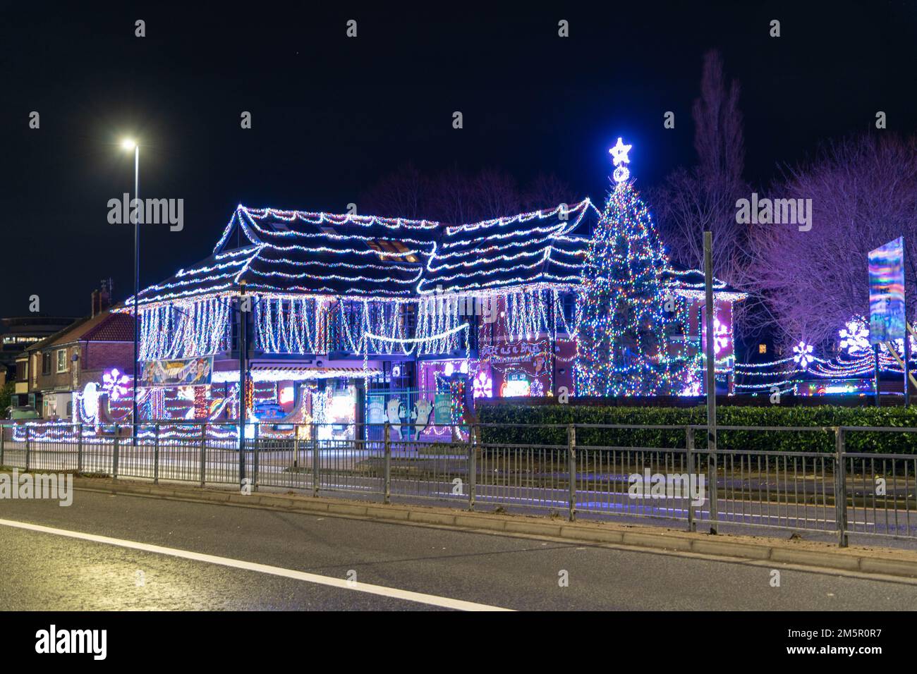 The 'Daft As a Brush' cancer patient transport charity's building lit