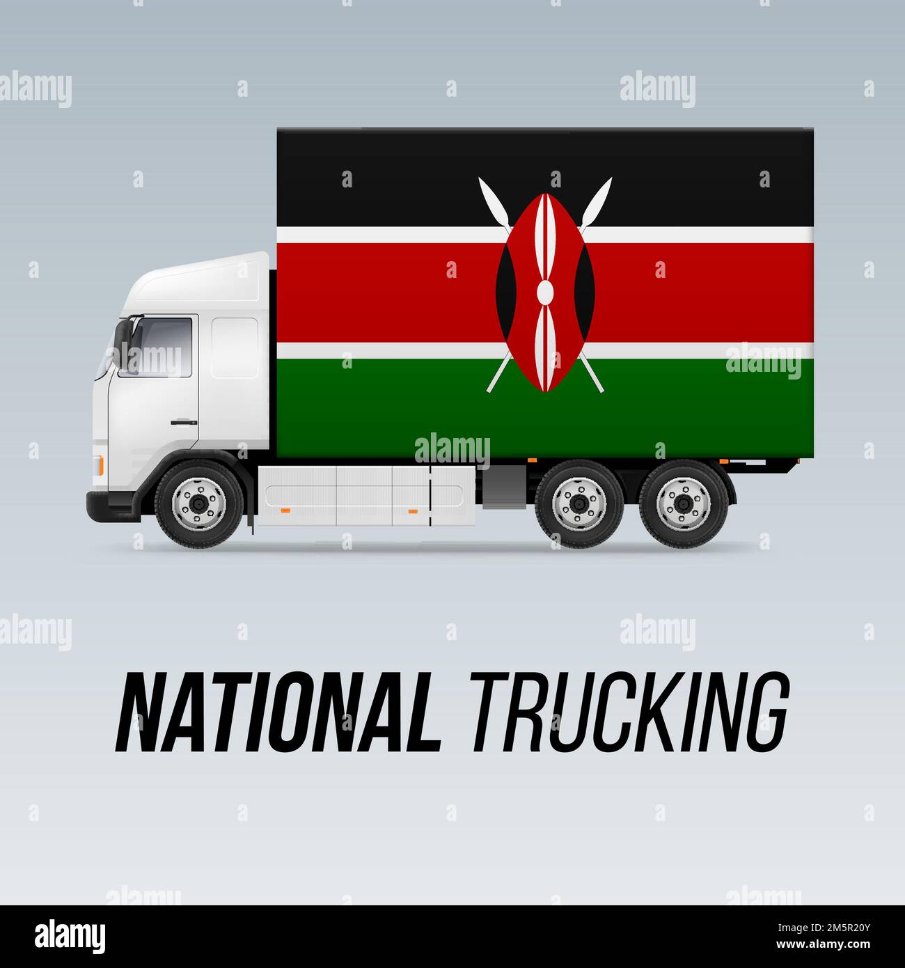 Symbol of National Delivery Truck with Flag of Kenya. National Trucking Icon and Kenyan flag Stock Vector