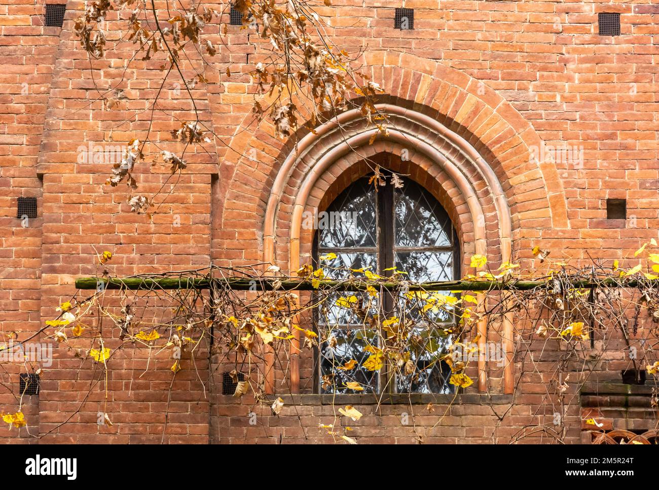 Detail of the window of the Medieval Village at the Valentino Park, Turin, Piedmont region of  northern Italy - Europe Stock Photo