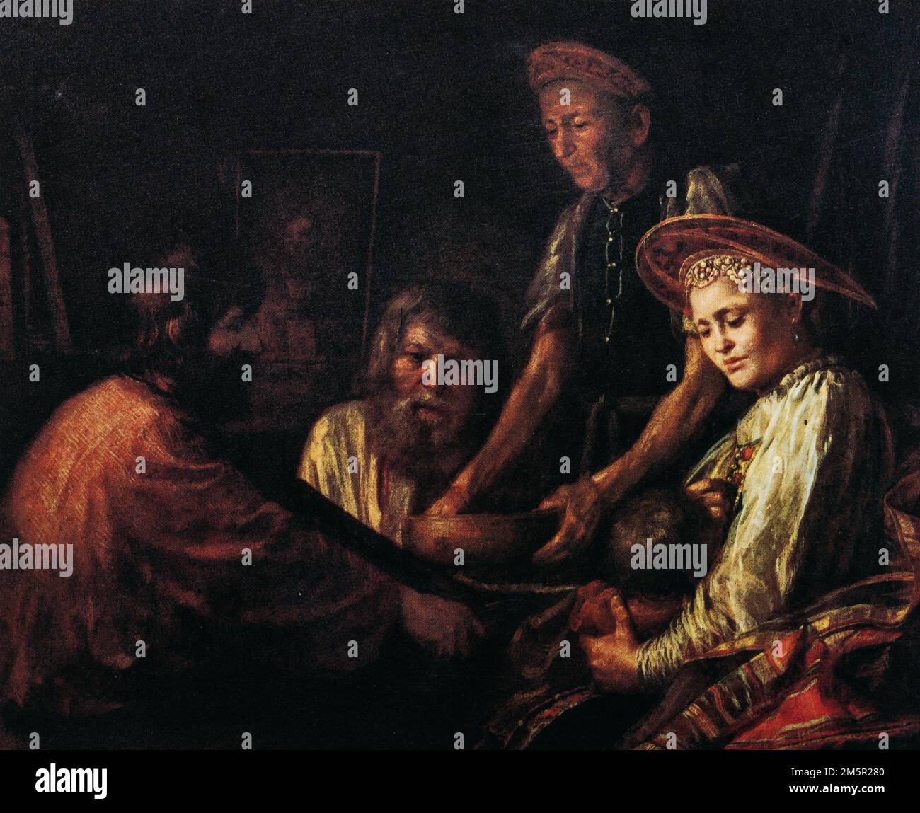 Painting By Russian Artist Mikhail Shibanov, Peasant Lunch. Mikhail