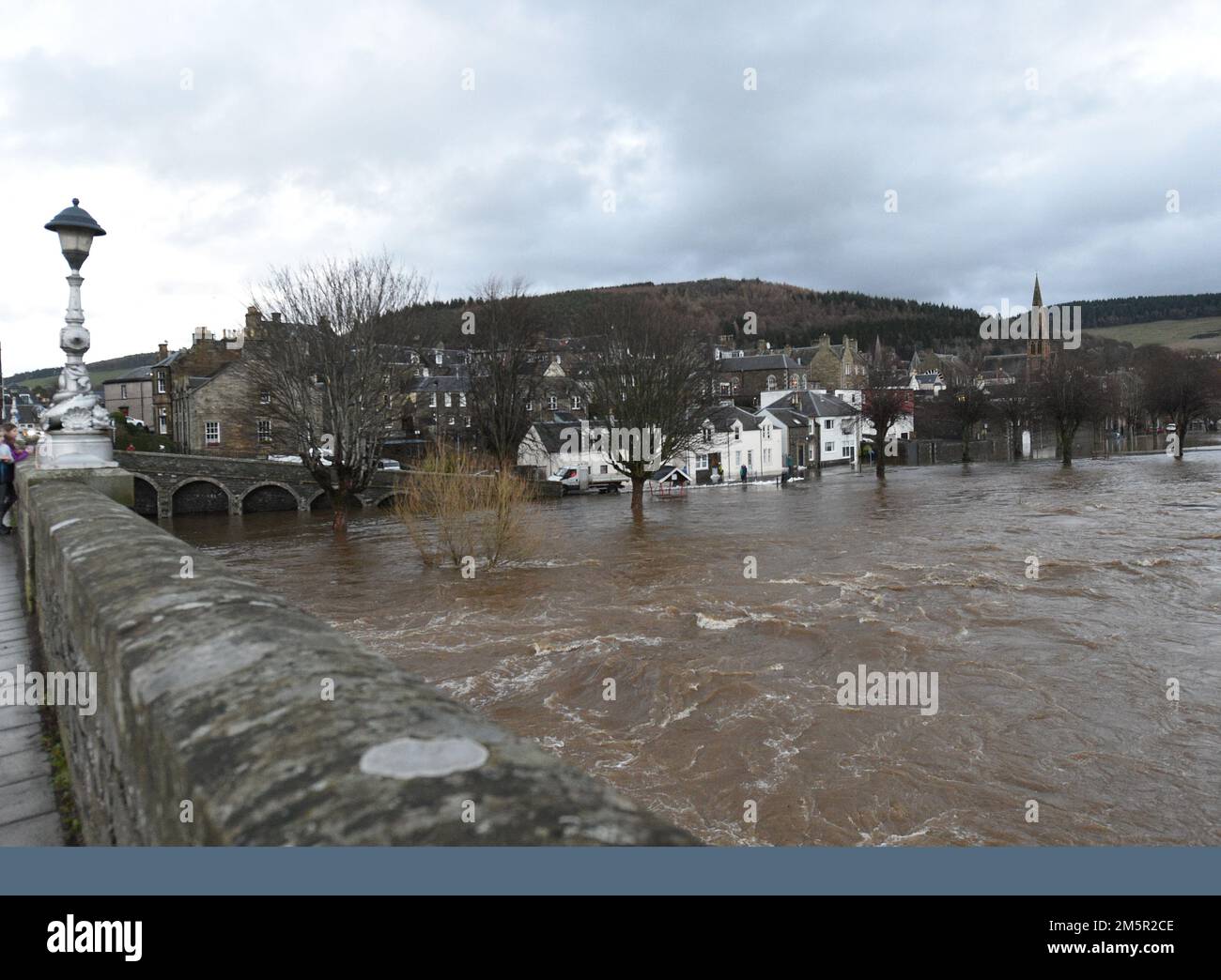 Peebles Scottish Borders 30th Dec 22. River Tweed in Peebles Scottish