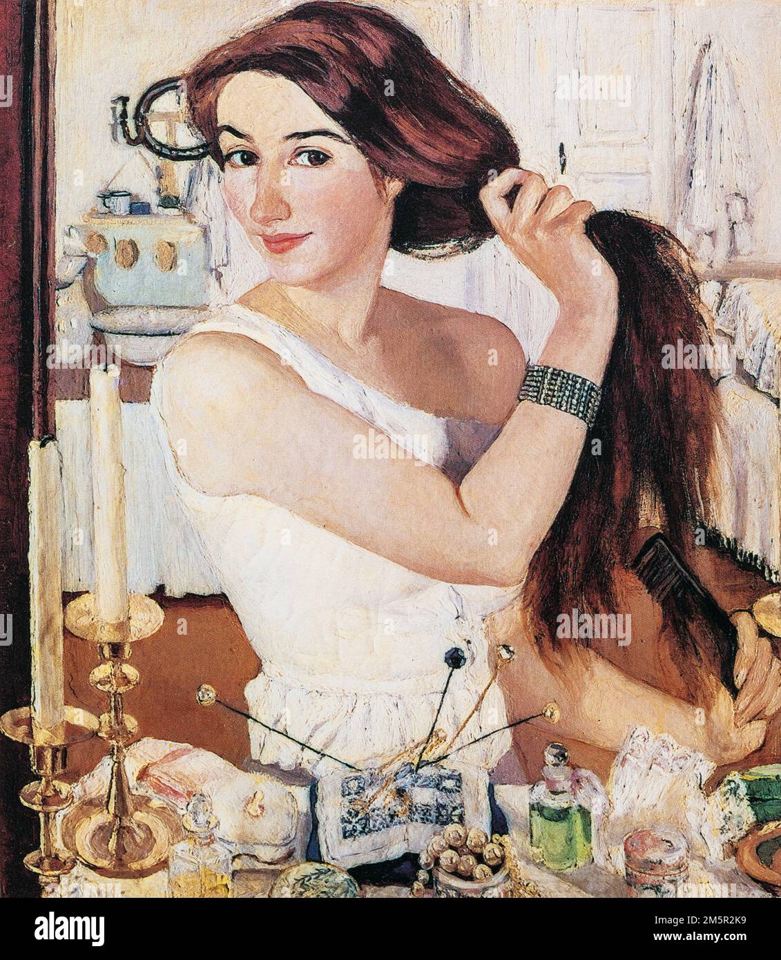 Painting By Russian Artist Zinaida Serebriakova, At The Dressing-table ...