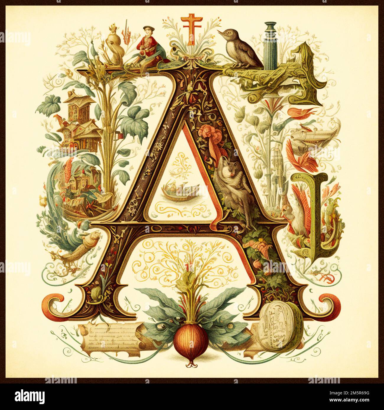 Illuminated Letter Victorian Vintage Old Retro style Ornate Decorative