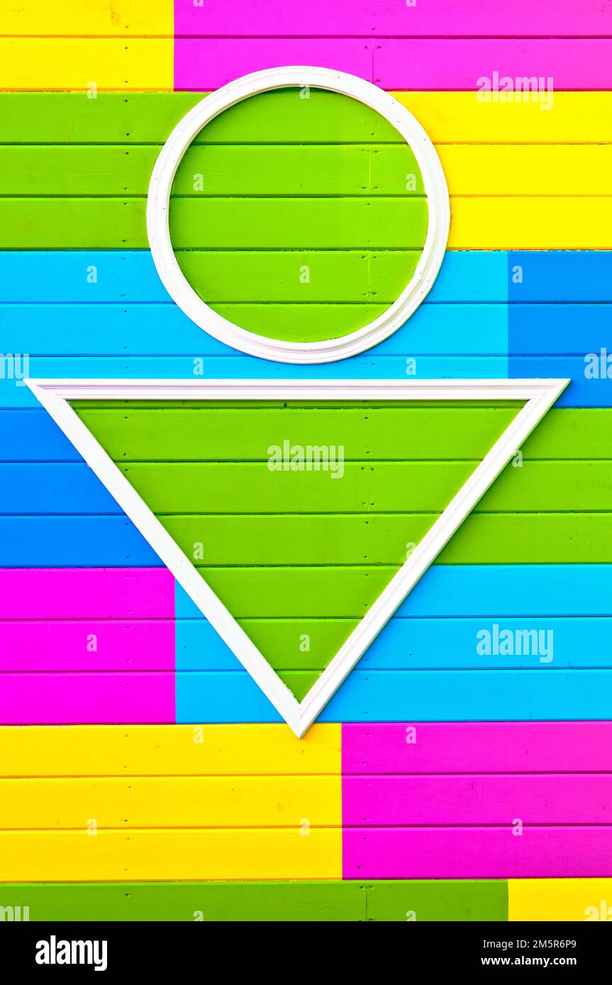 Men toilet sign on the colorful wall Stock Photo Alamy