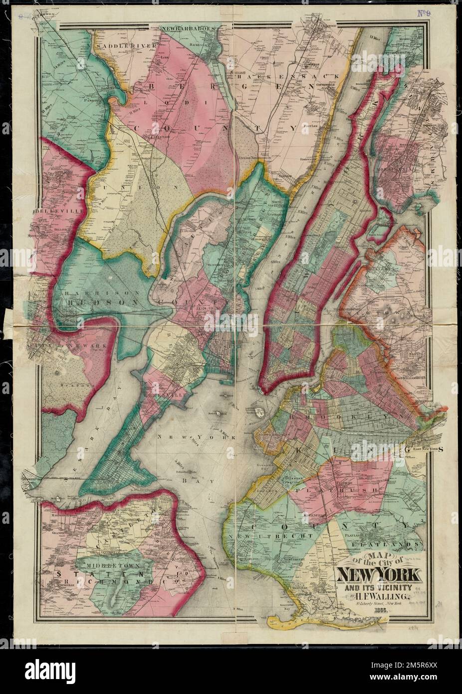 Map of the city of New York and its vicinity. Covers Manhattan and parts of Brooklyn, Staten