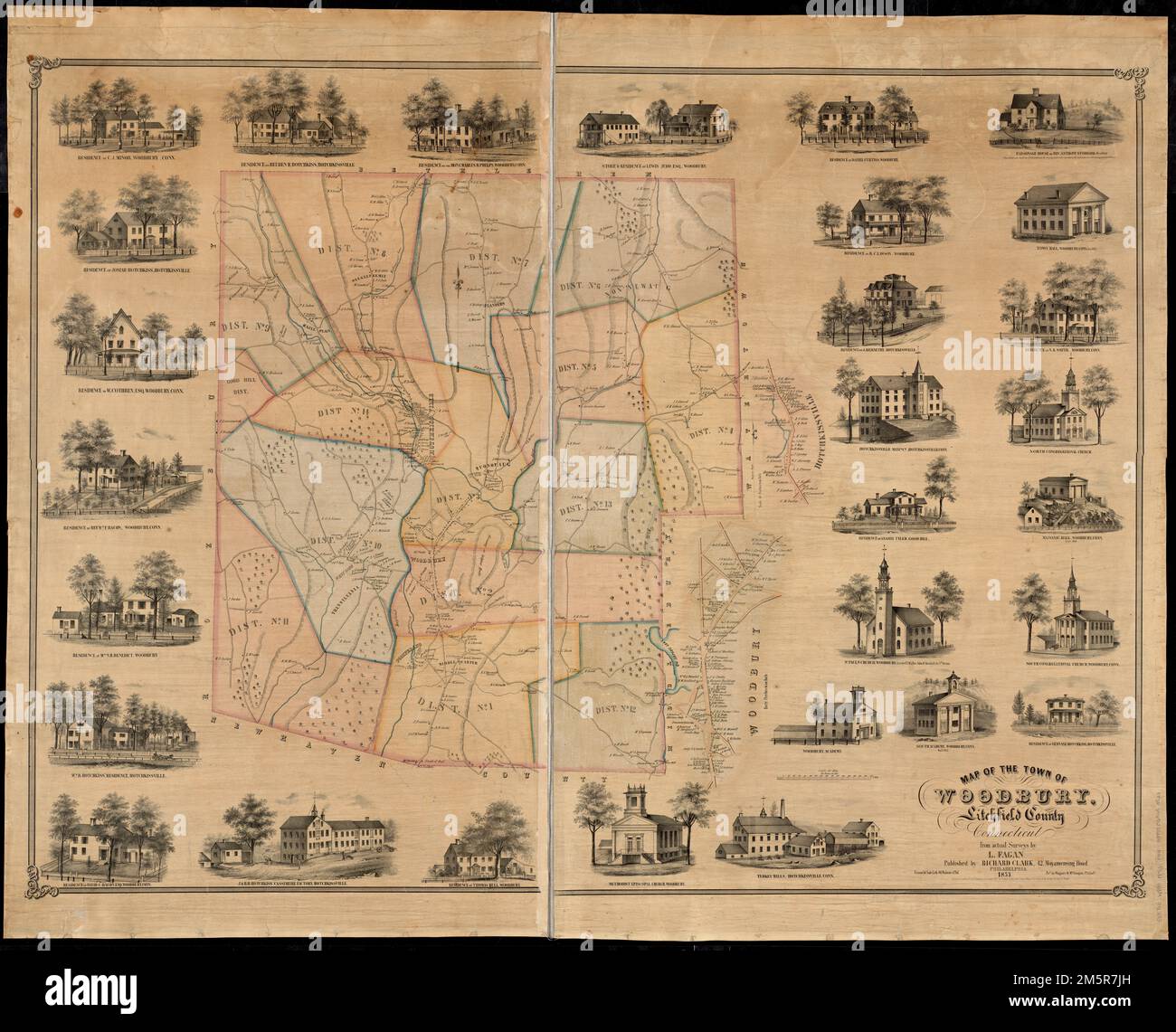Map of the town of Woodbury, Litchfield County, Connecticut. Relief