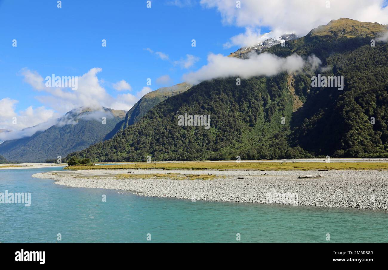 Haast River valley - New Zealand Stock Photo