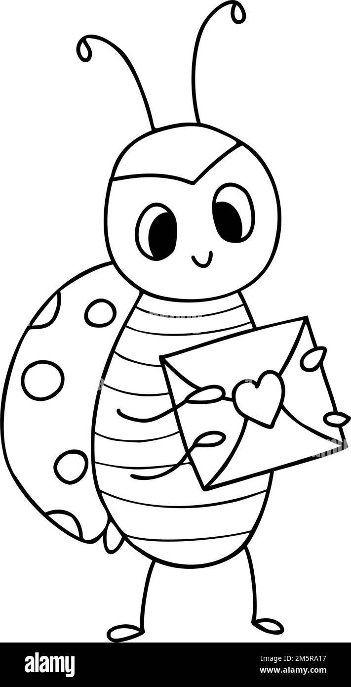 Funny ladybug. small insect with love letter. Vector illustration ...