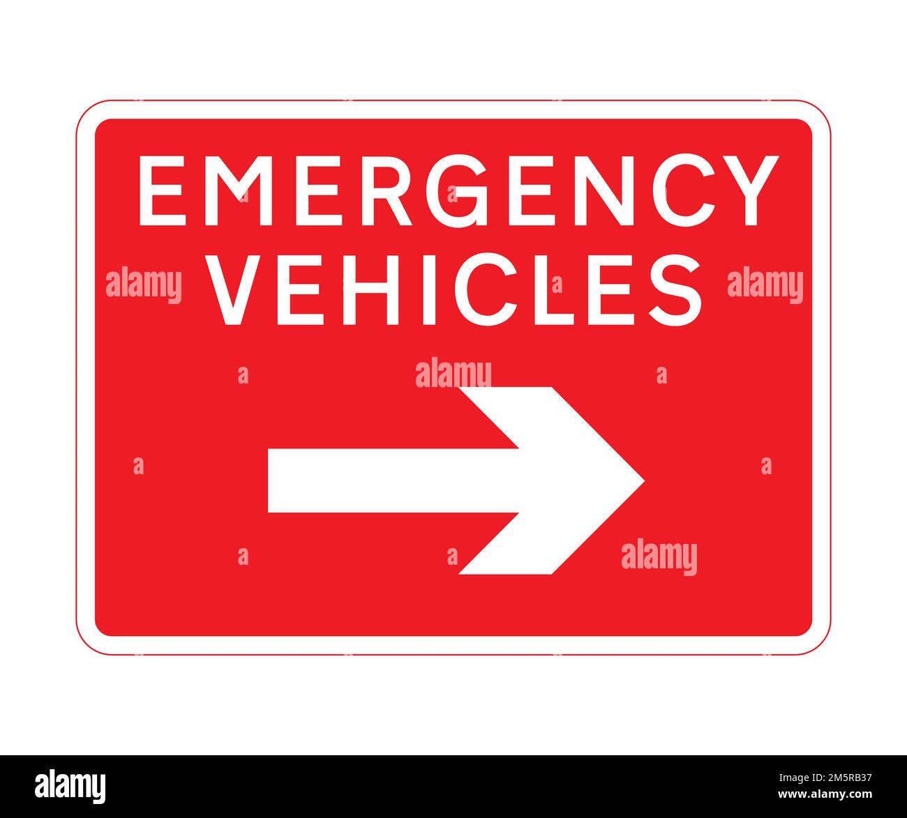 Emergency vehicles direction road sign Stock Photo Alamy