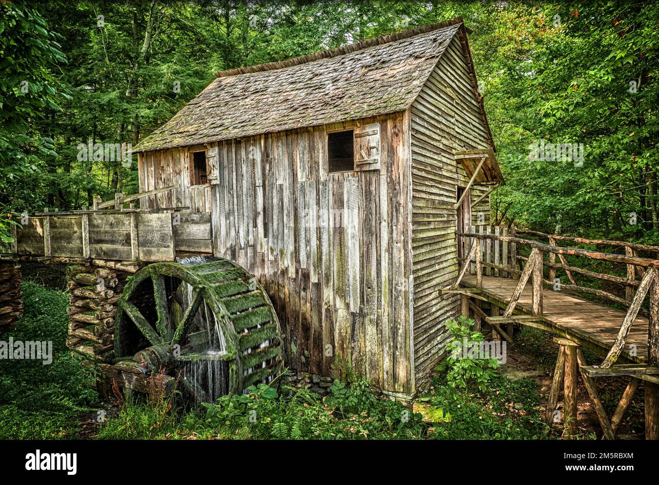 The Cable Grist Mill in the Cades Cove section of the Great Smoky Mountains National Park was constructed in 1867 by John Cable.  It is one of the mos Stock Photo