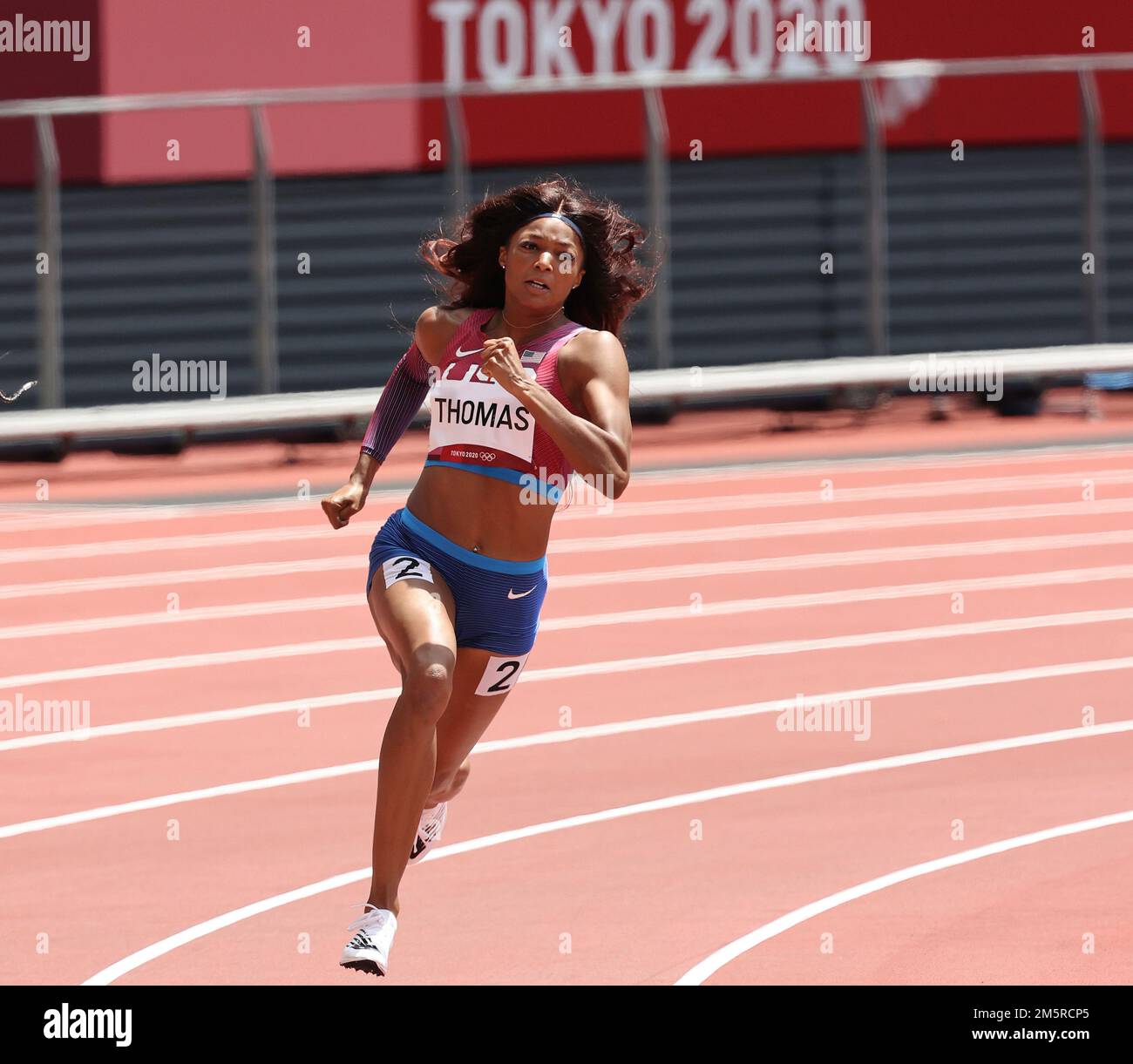 Gabrielle Thomas (USA) competing in the Women's 200 metres at the 2020