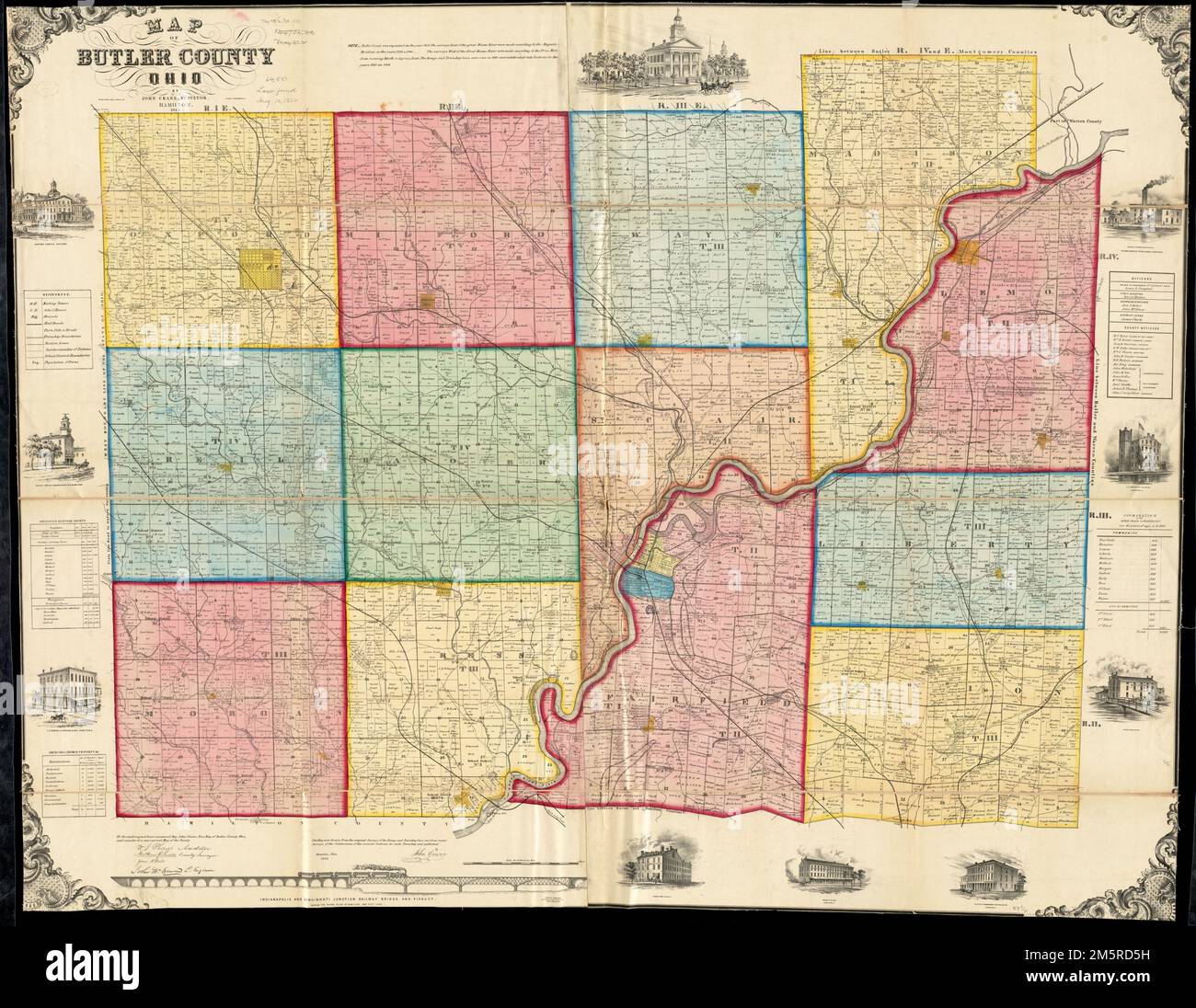 Map of Butler County, Ohio. This map was drawn from the original