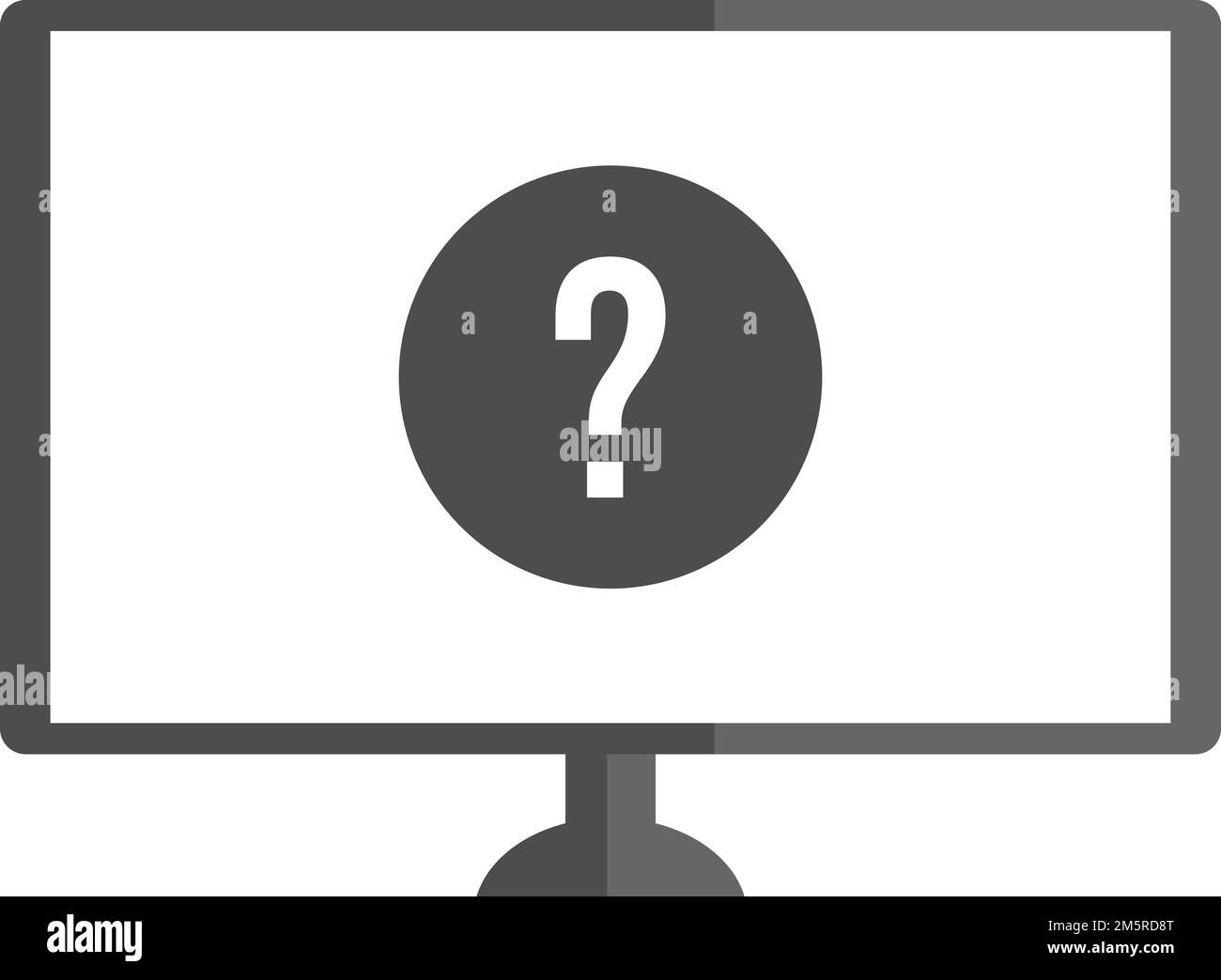 Computer monitor with question mark in the screen. Question mark in the screen. Monitor with interrogation sign. Stock Vector