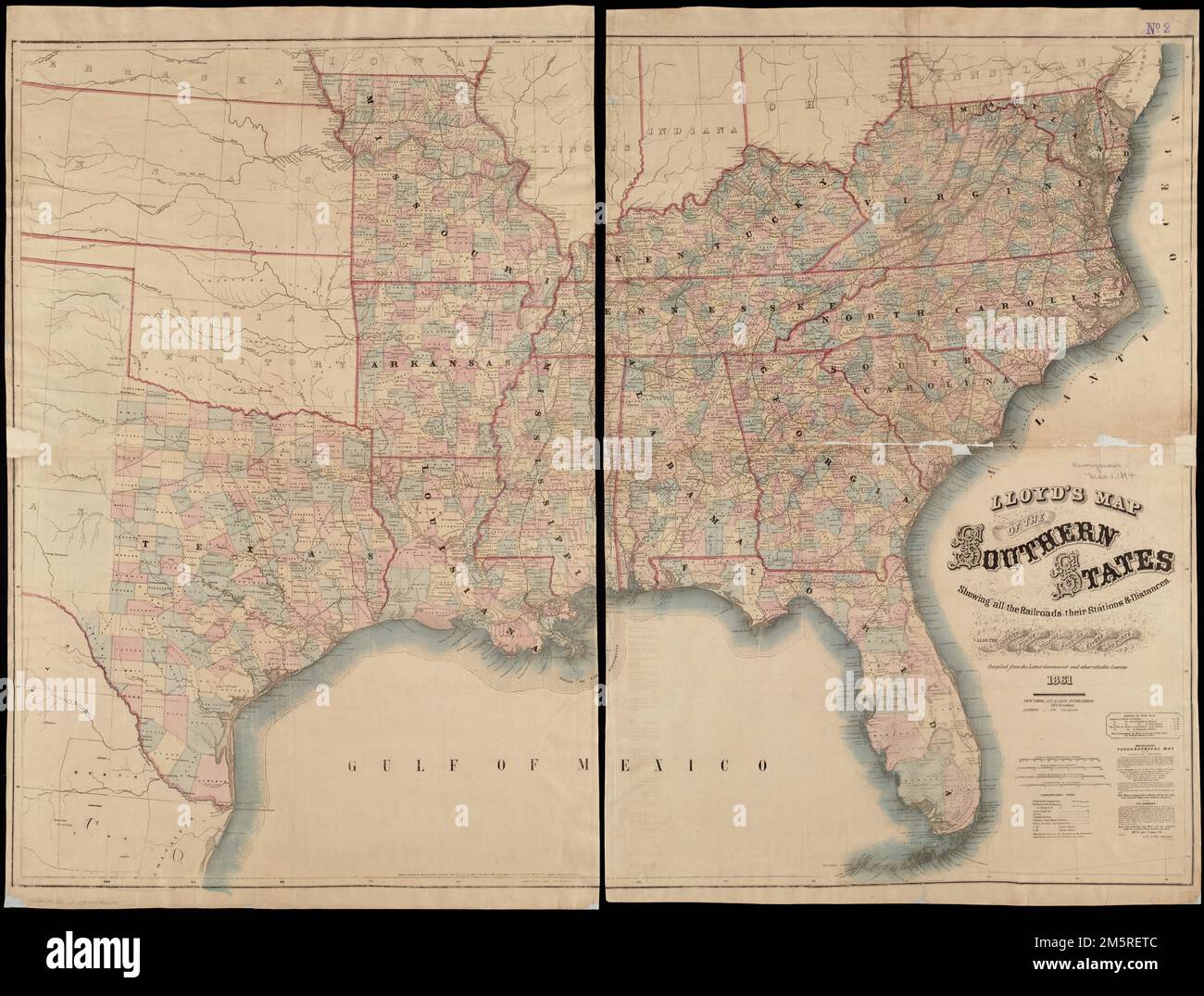 Lloyd's map of the Southern States, showing all the railroads, their stations & distances : also 