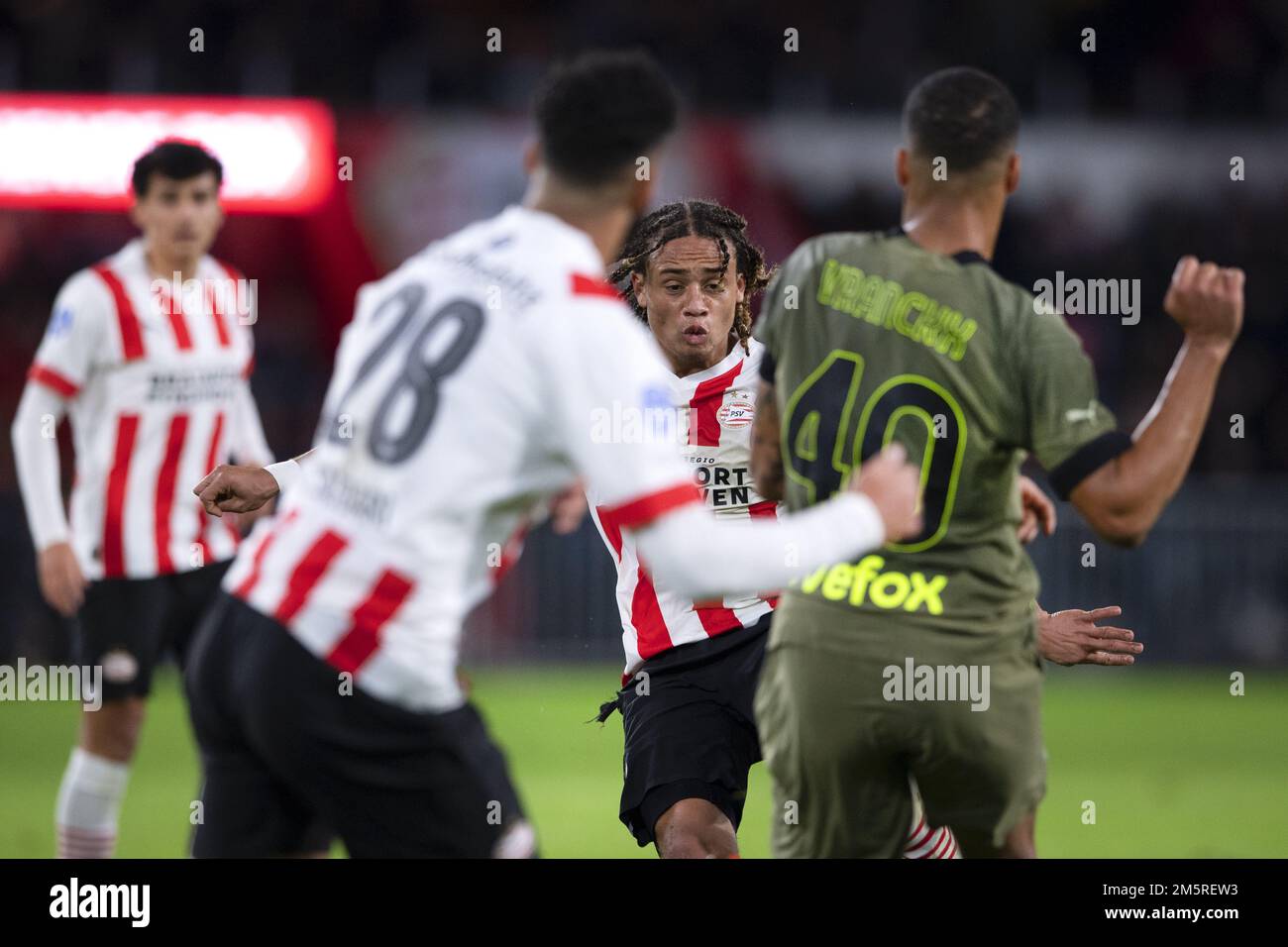 EINDHOVEN, Xavi Simons of PSV during the practice match in the Philips stadium against AC Milan. ANP OLAF KRAAK Stock Photo