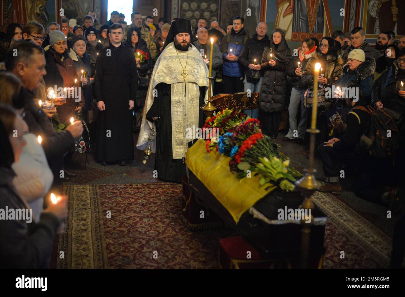 Non Exclusive: KYIV, UKRAINE - DECEMBER 30, 2022 - The funeral service of former political prisoner Hennadii Afanasiev who died on the front line take Stock Photo