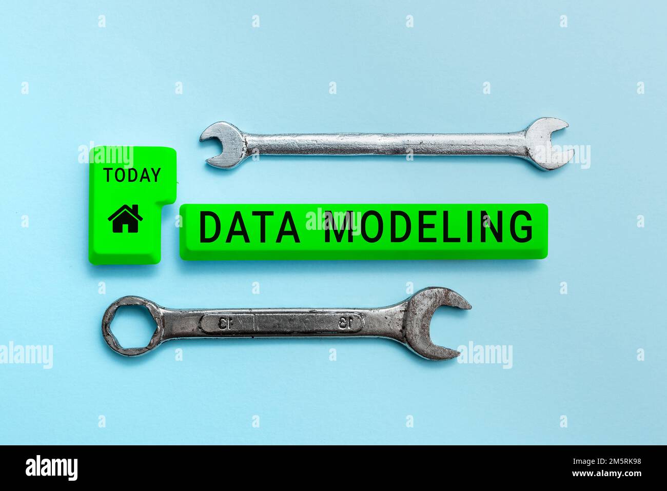 Text caption presenting Data Modeling. Conceptual photo process of transferring data between data storage systems Stock Photo