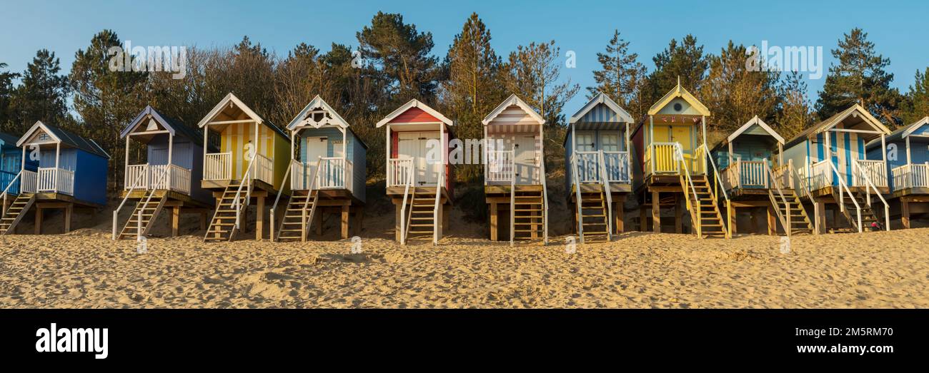 Beach huts at Wells-Next-the-Sea Stock Photo