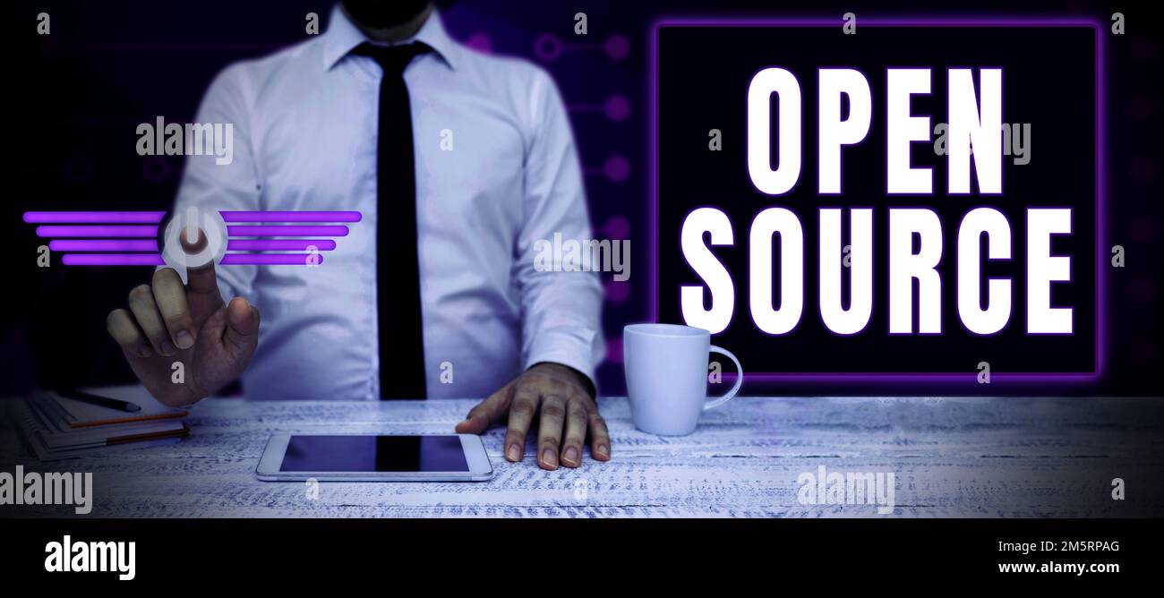 Inspiration showing sign Open Source. Business approach denoting software which original source code freely available Stock Photo