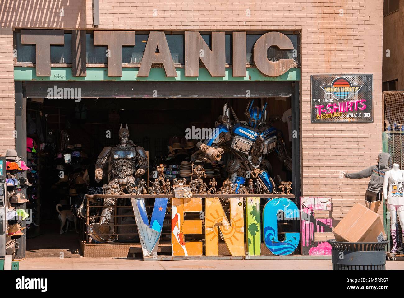 Marvel's superheroes metallic statues displayed for sale at Titanic Venice shop Stock Photo