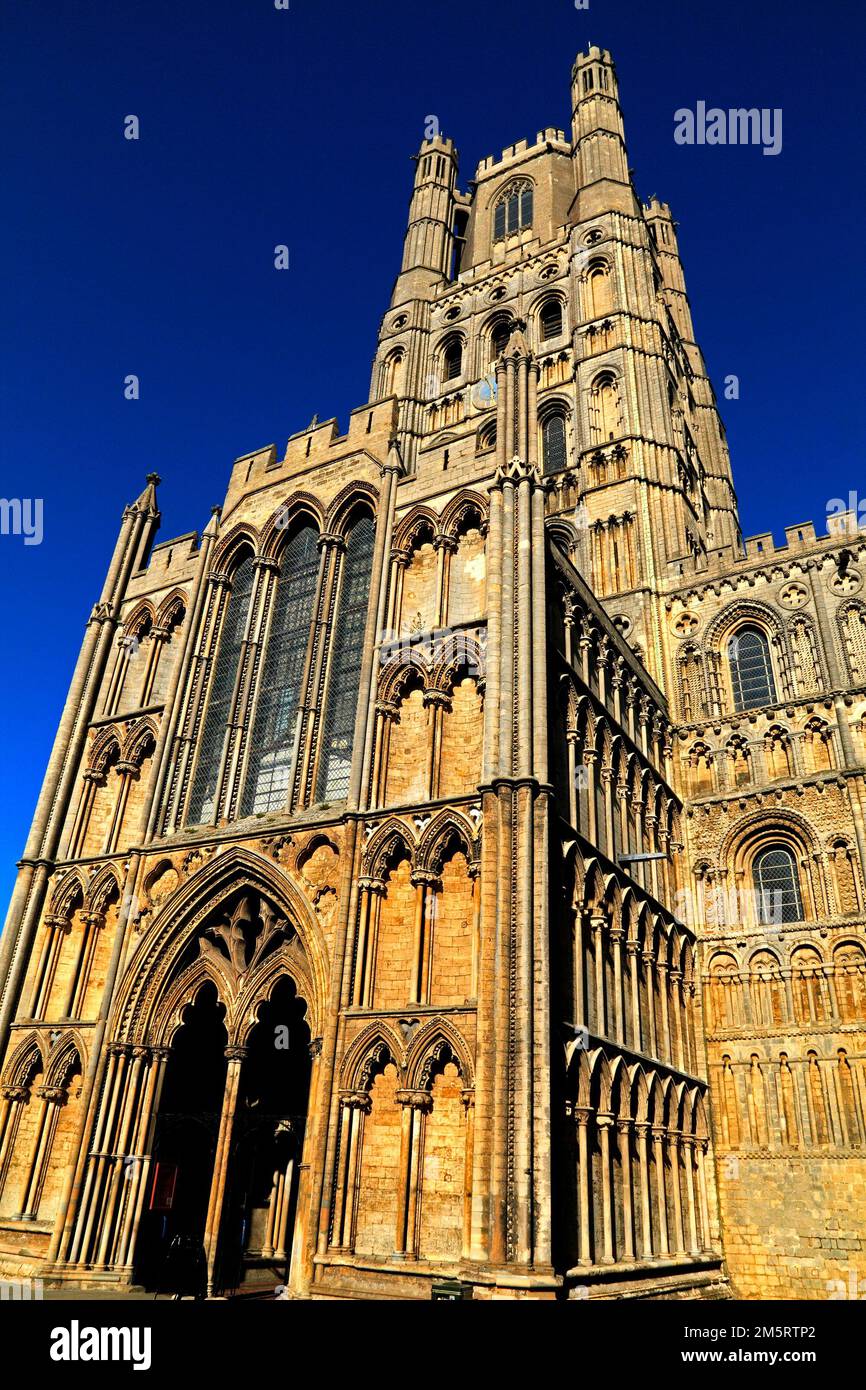 Ely Cathedral, Galilee Porch and West Tower, Cambridgeshire, England, UK Stock Photo