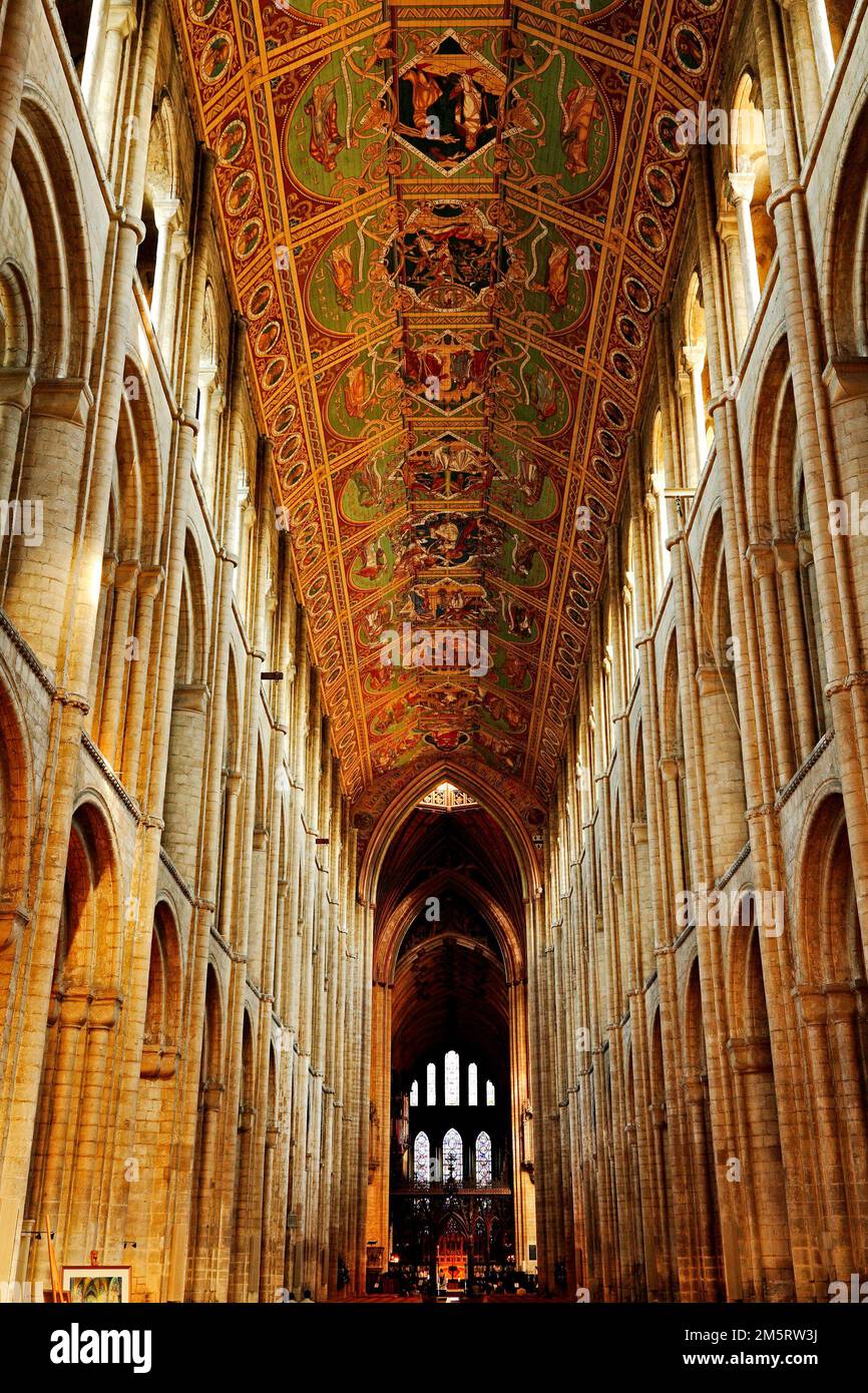 Ely Cathedral, The Nave and ceiling, looking East, Cambridgeshire, England, UK Stock Photo