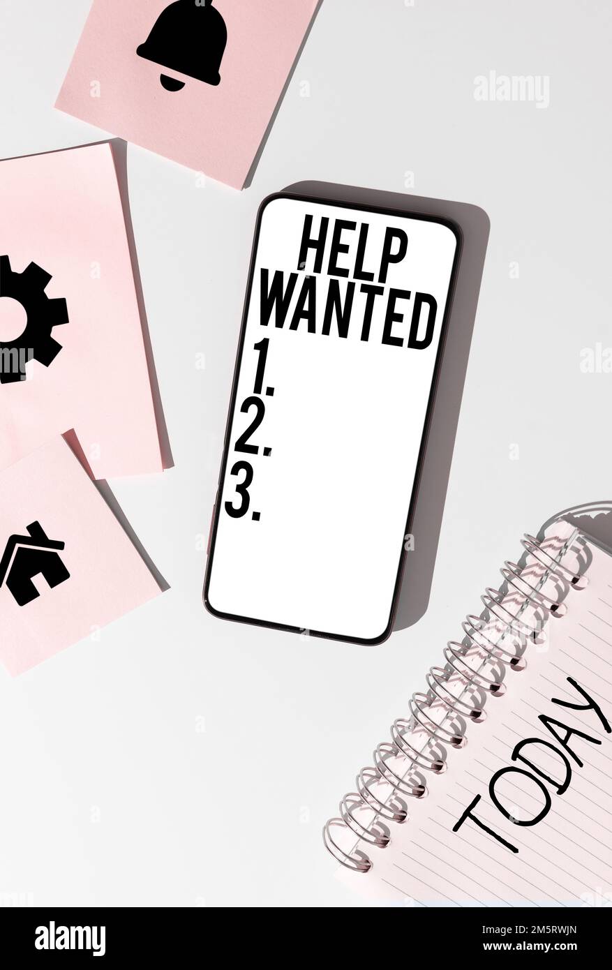Hand writing sign Help Wanted. Concept advertisement placed in