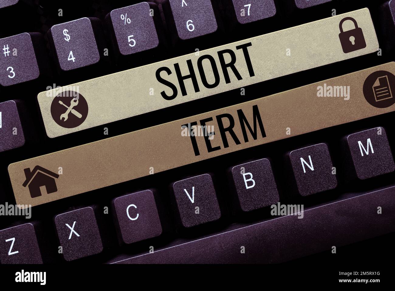 Text caption presenting Short Term. Word Written on occurring over or ...