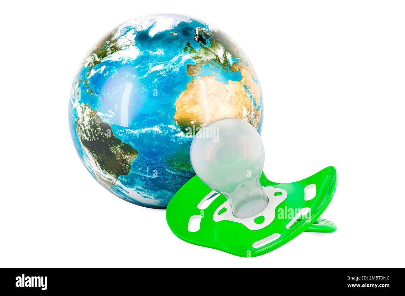 Baby pacifier with Earth Globe, 3D rendering isolated on white ...