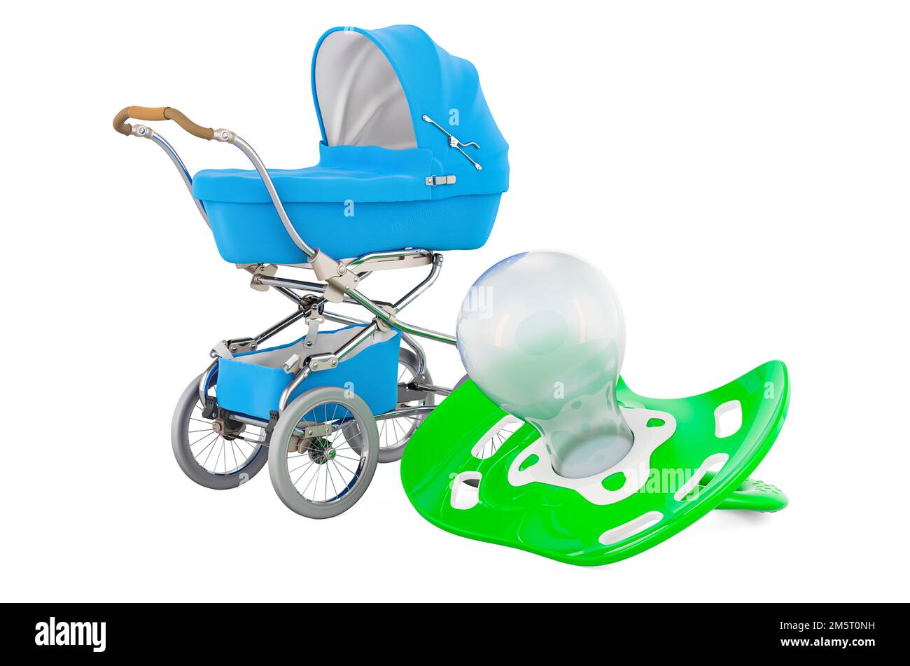 Baby dummy with baby carriage, 3D rendering isolated on white ...