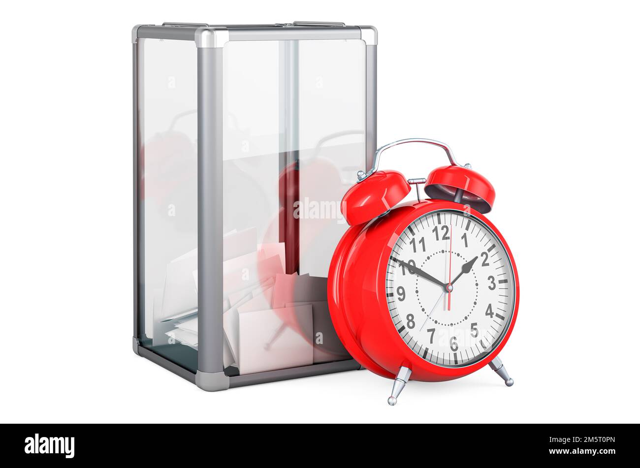 Ballot box with alarm clock, 3D rendering isolated on white background ...