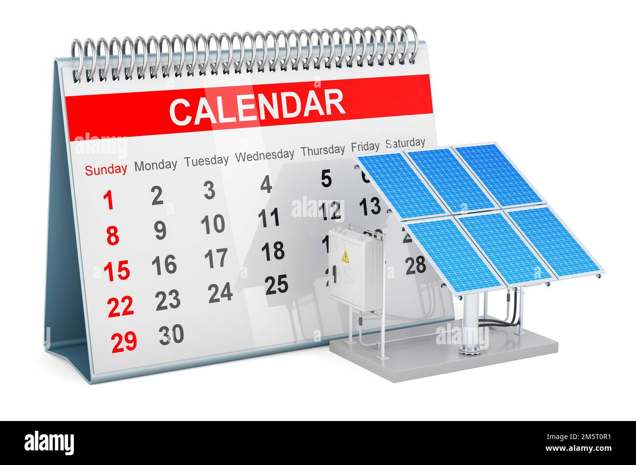 Desk calendar with Solar panel, 3D rendering isolated on white ...