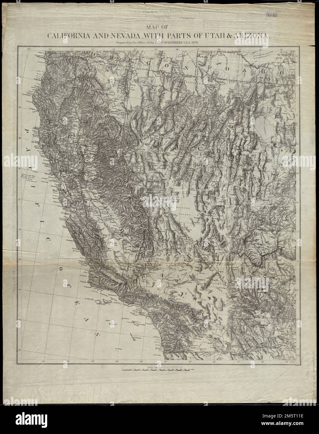 Map of California and Nevada with - Map Of California And Nevada With Parts Of Utah Arizona Relief Shown By Hachures California Nevada 2M5T11E