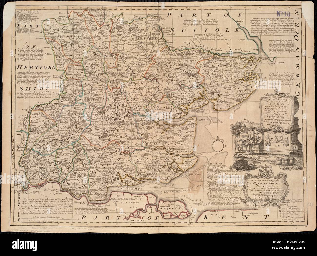 An accurate map of the county of Essex, divided into its hundreds. Relief shown pictorially, and