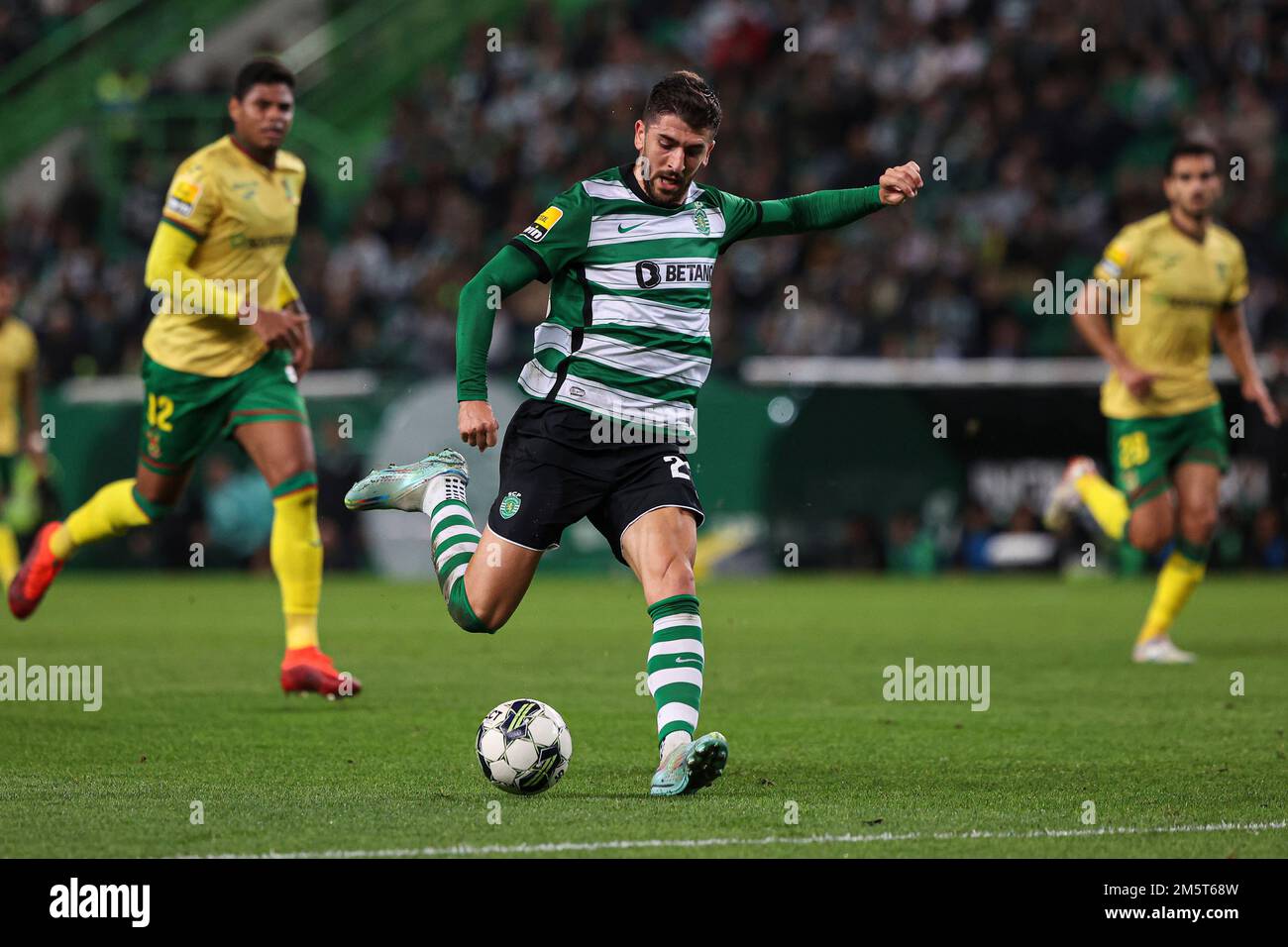 Lisbon, Portugal. 29th Dec, 2022. Paulinho of Sporting CP seen in action during the Liga Bwin match between Sporting CP and Paços de Ferreira at Estadio José Alvalade.(Final score: Sporting CP 3:0 FC Paços de Ferreira) (Photo by David Martins/SOPA Images/Sipa USA) Credit: Sipa USA/Alamy Live News Stock Photo