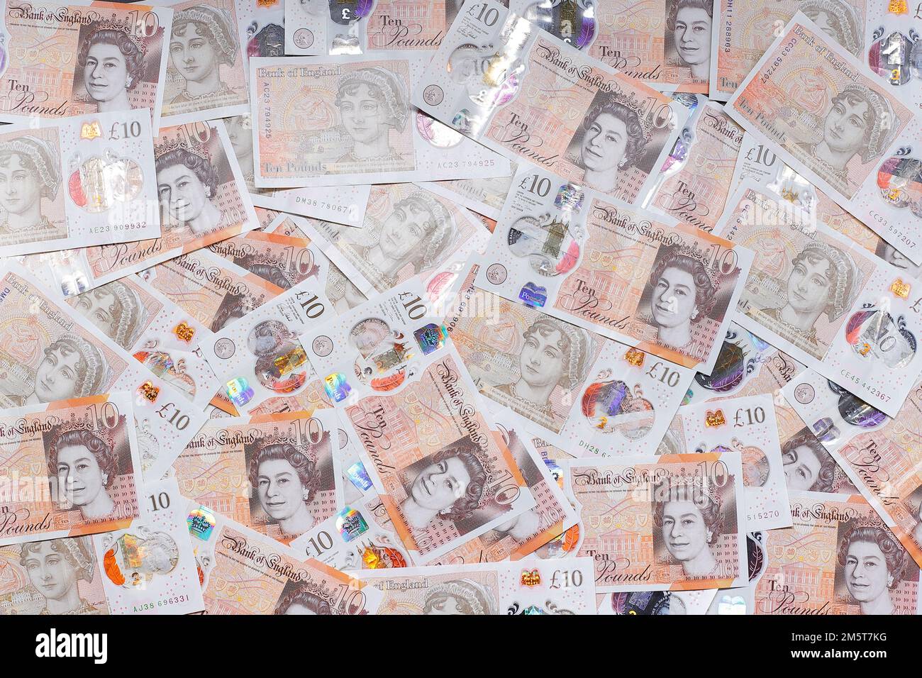 British polymer £10 banknotes issued by the Bank Of England Stock Photo Alamy