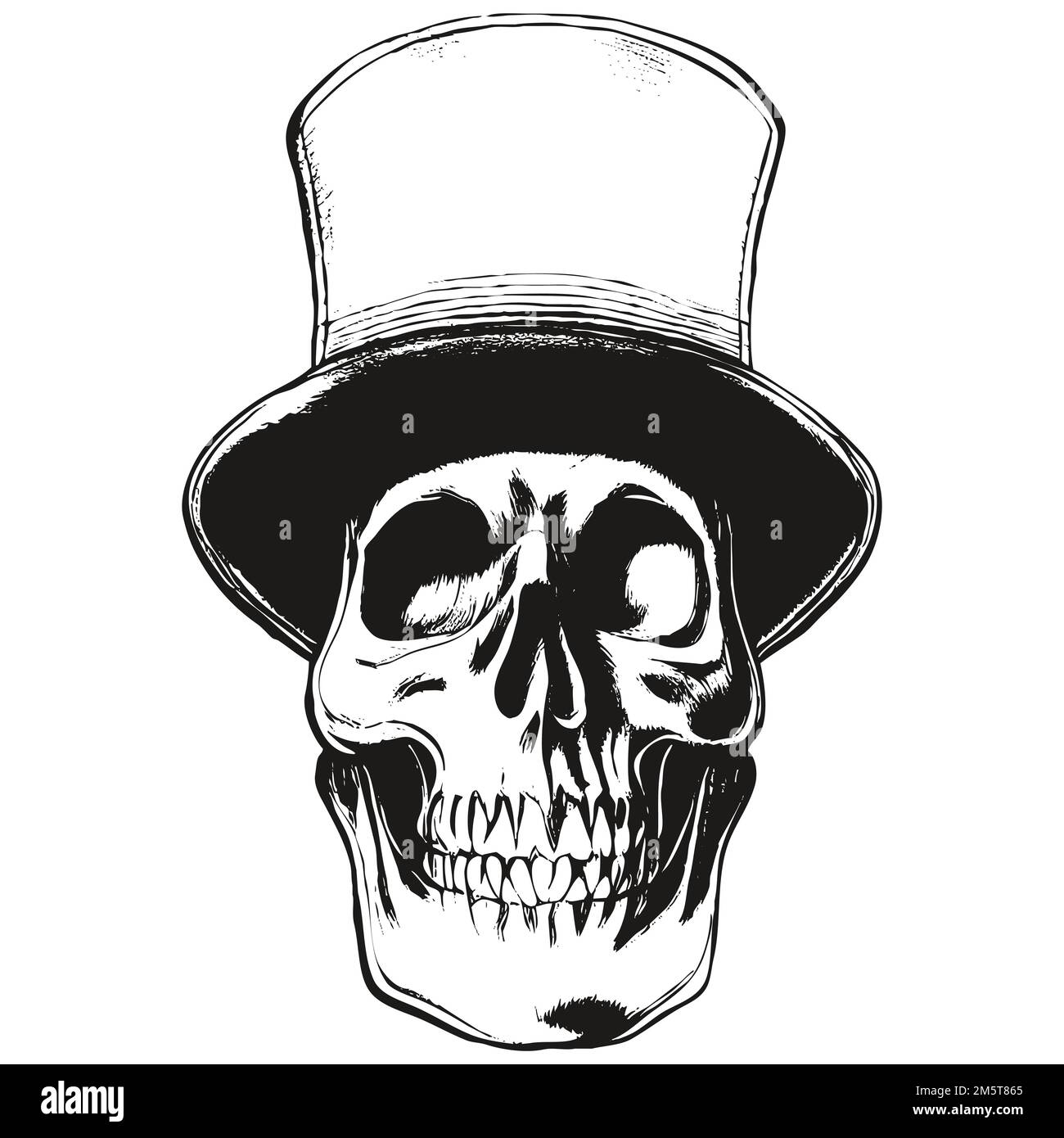 gangster skull hat vector hand drawn ,black and white clip art Stock ...