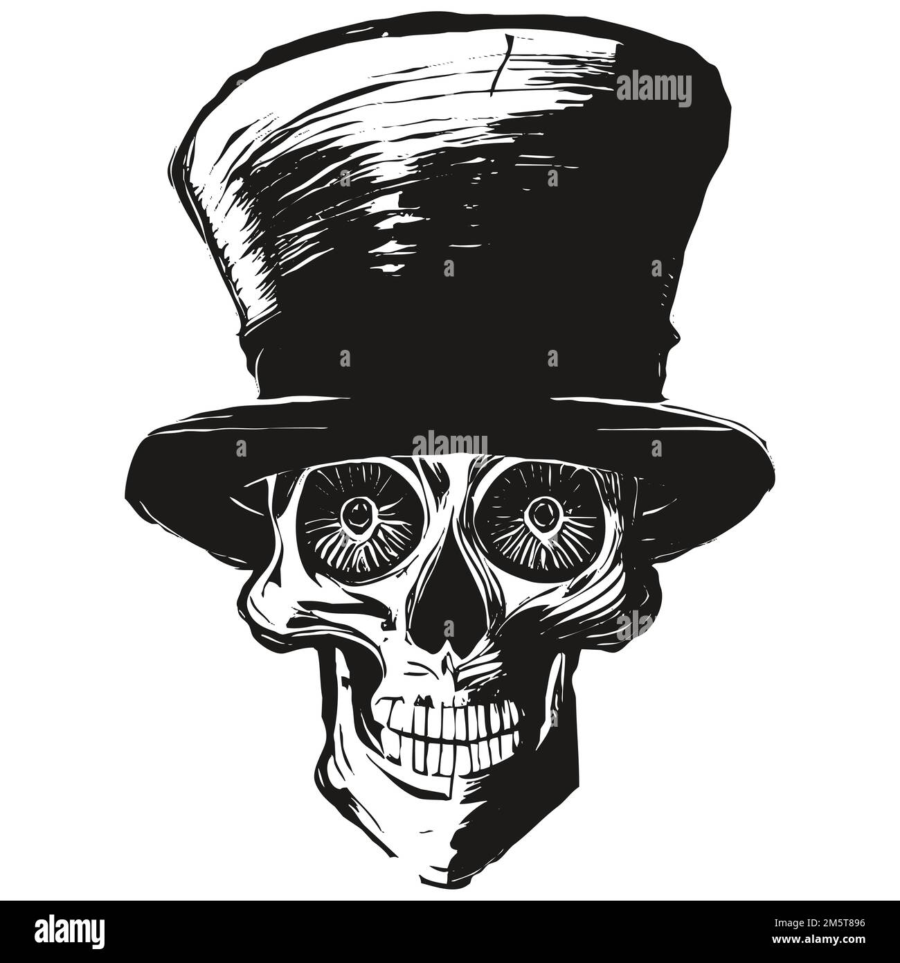 skull in top hat picture vector hand drawn ,black and white clip art ...