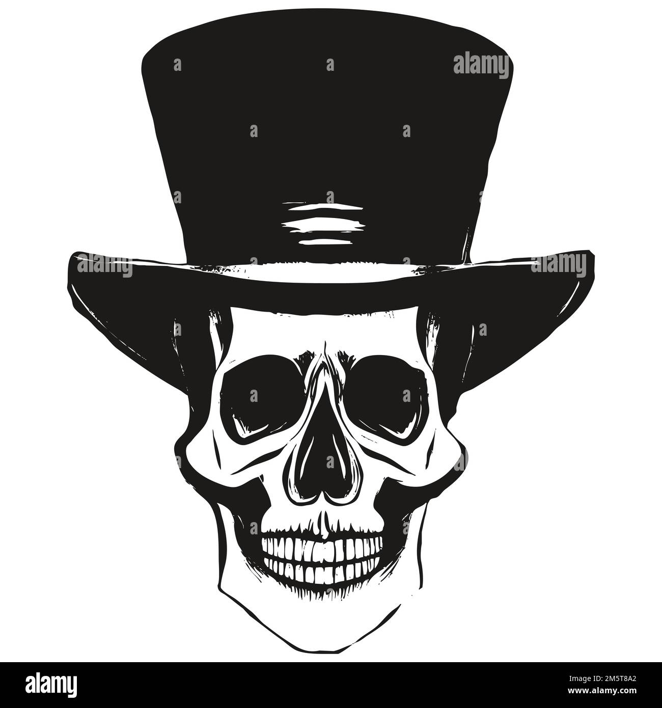skull with hat picture vector hand drawn ,black and white clip art ...
