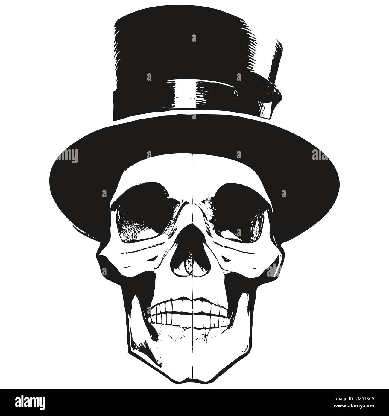 skull top hat tattoo vector hand drawn ,black and white clip art Stock ...
