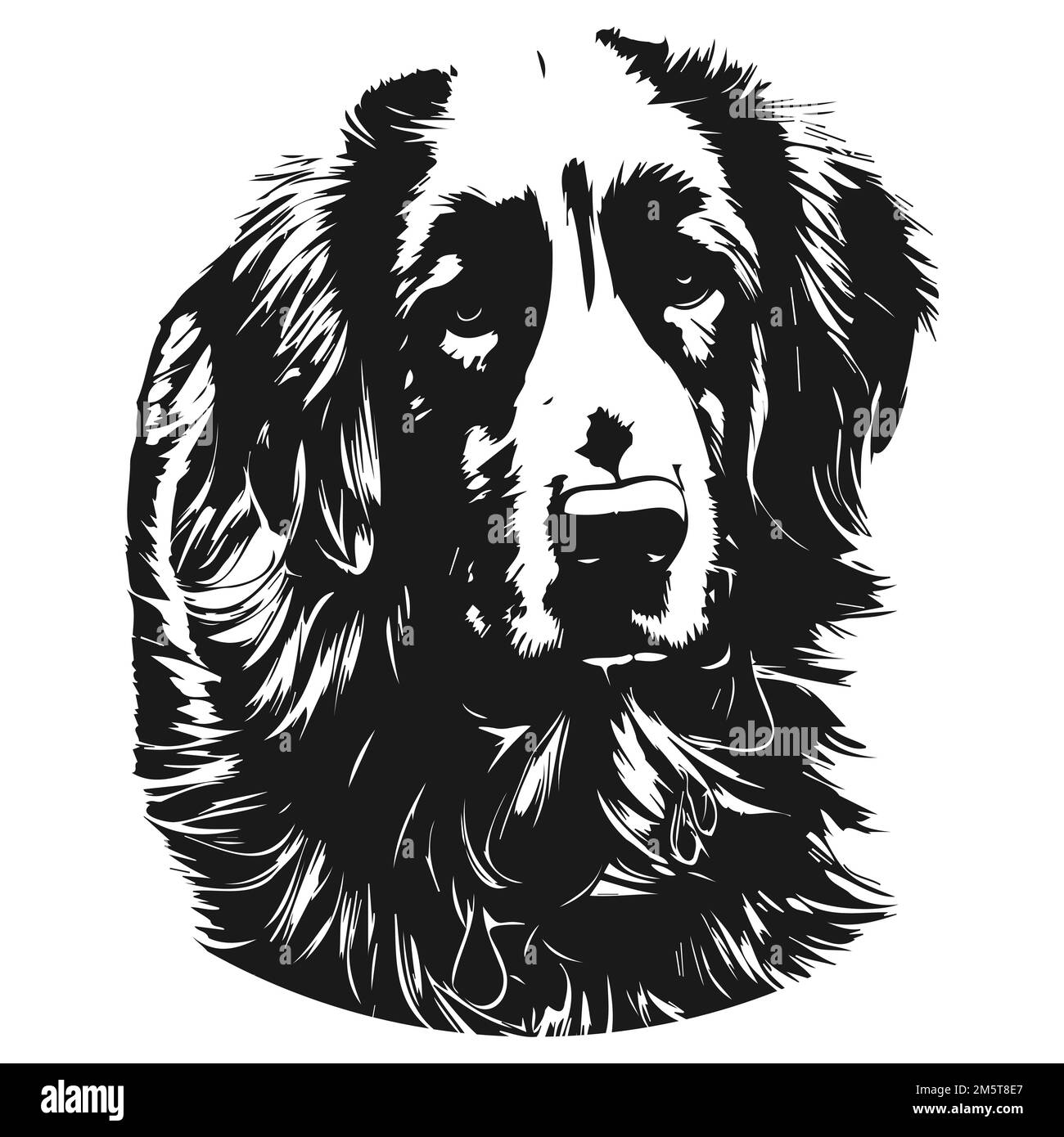 golden retriever dog picture hand drawn vector black and white Stock