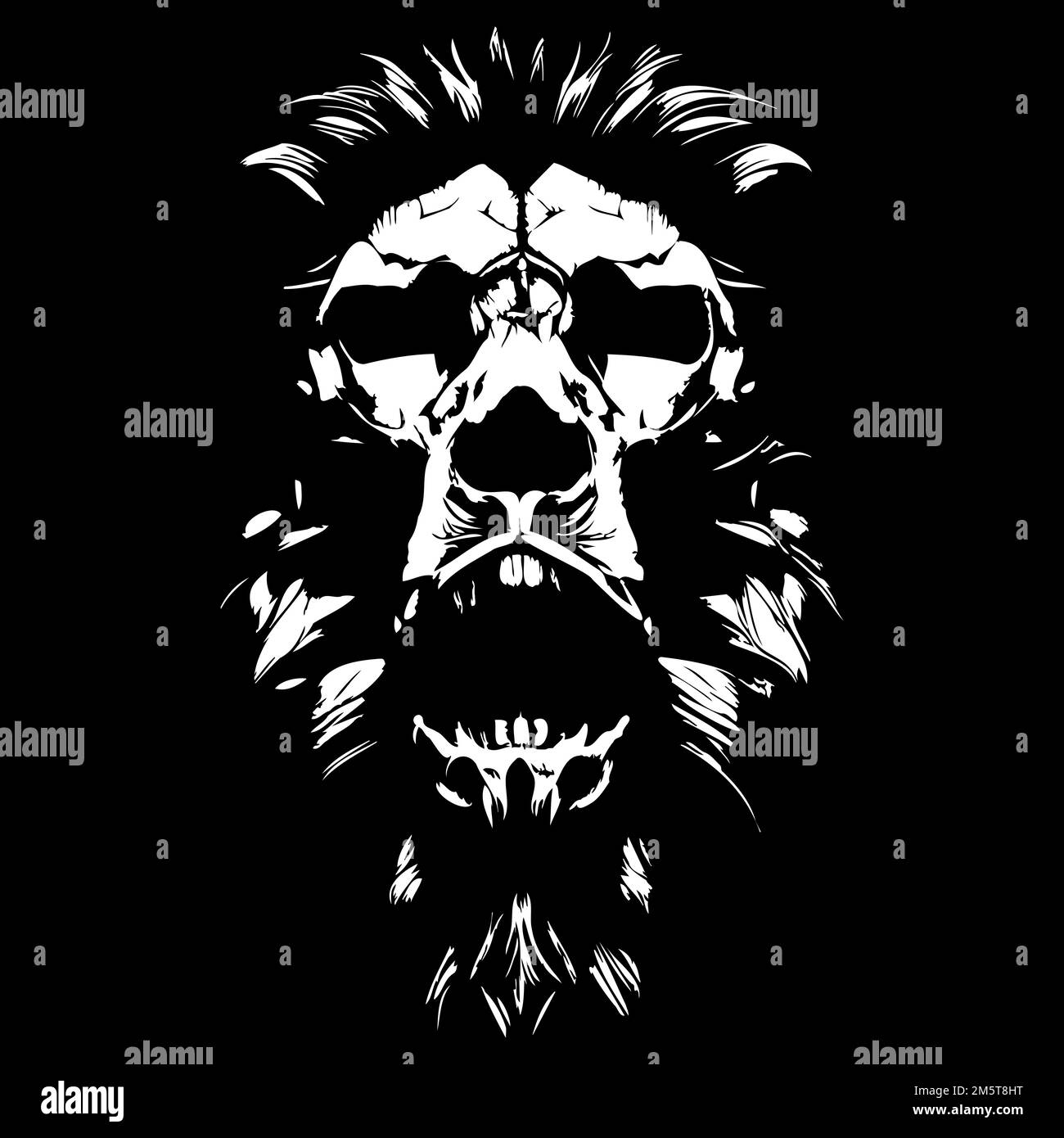 lion vector art hand drawn clip art black and white Stock Vector Image