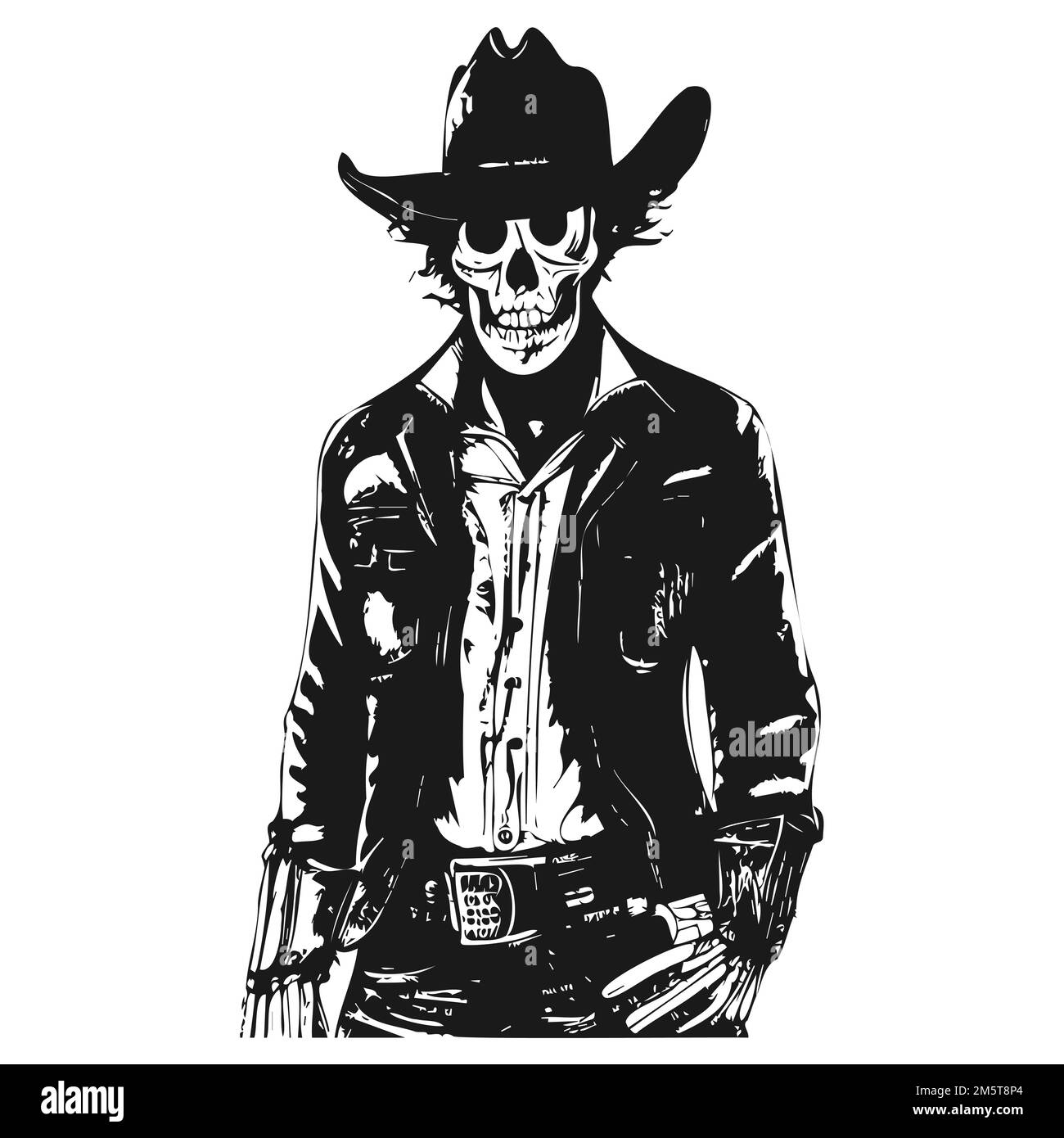 outlaw cowboy skull drawing tattoo hand drawn vector black and white clip  art Stock Vector Image  Art  Alamy