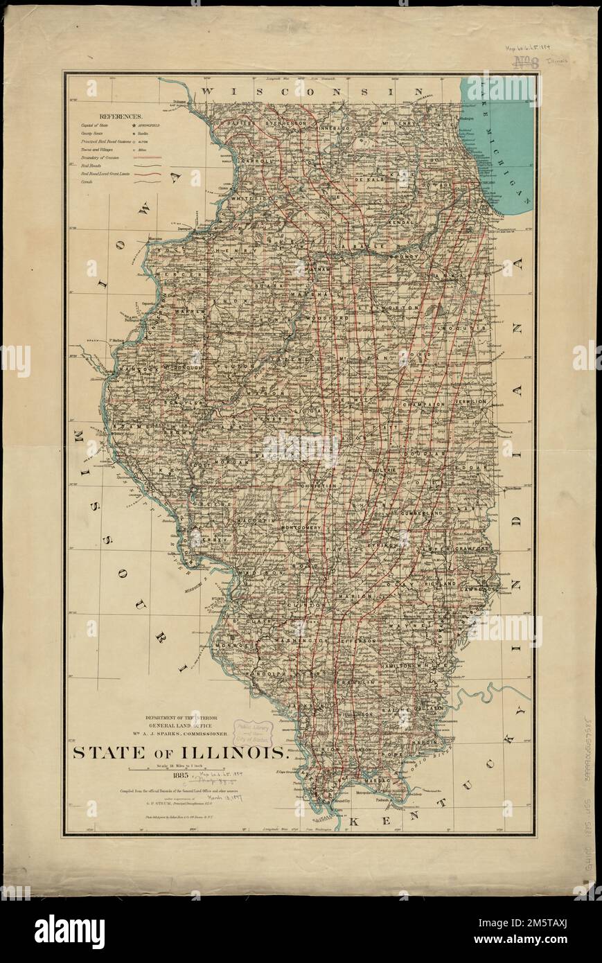State of Illinois. Relief shown by hachures. Prime meridian Washington