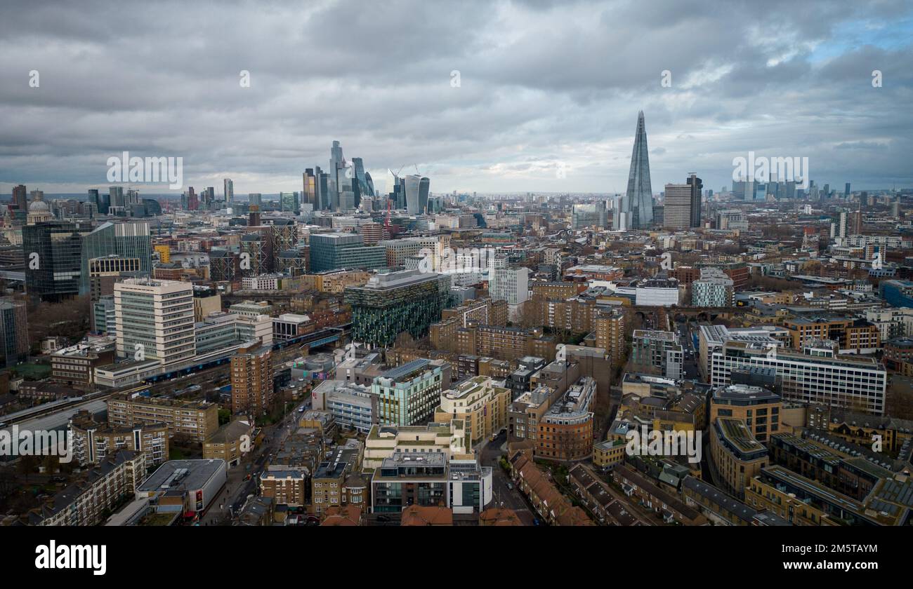 Over the rooftops of London the famous city from above LONDON, UK