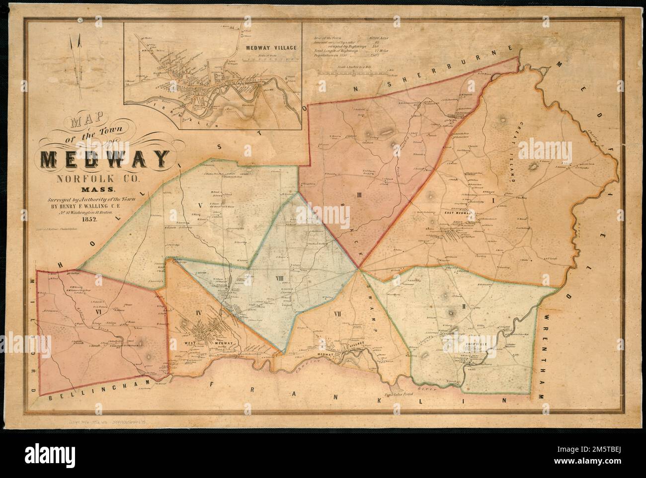 Map of the town of Medway, Norfolk Co., Mass. Inset Medway Village