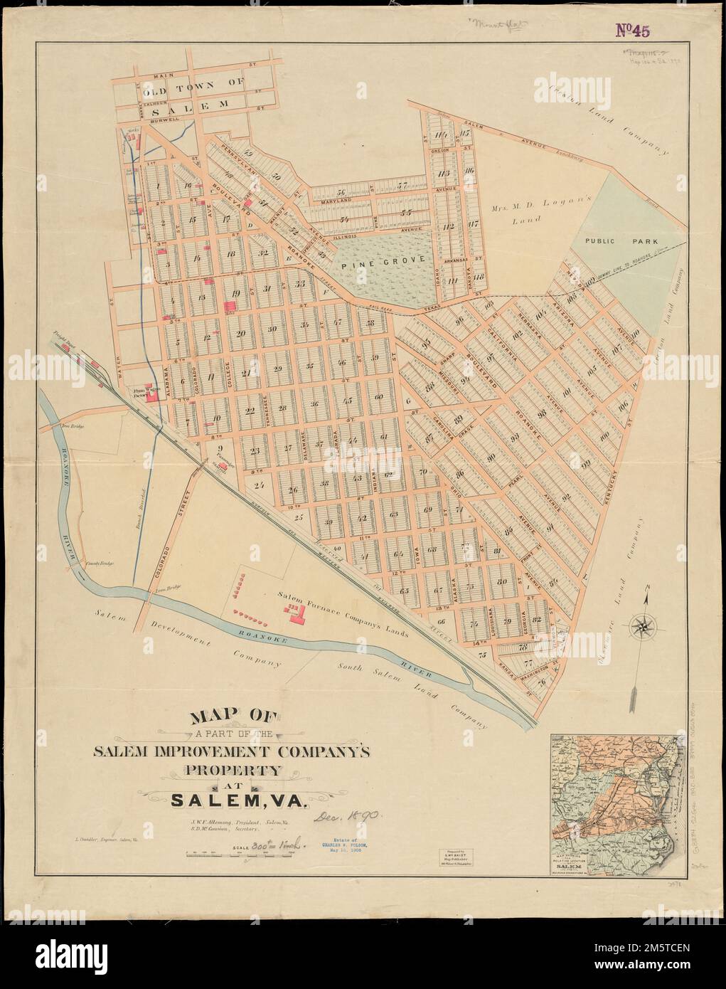 Map of a part of the Salem Improvement Company's property at Salem, Va