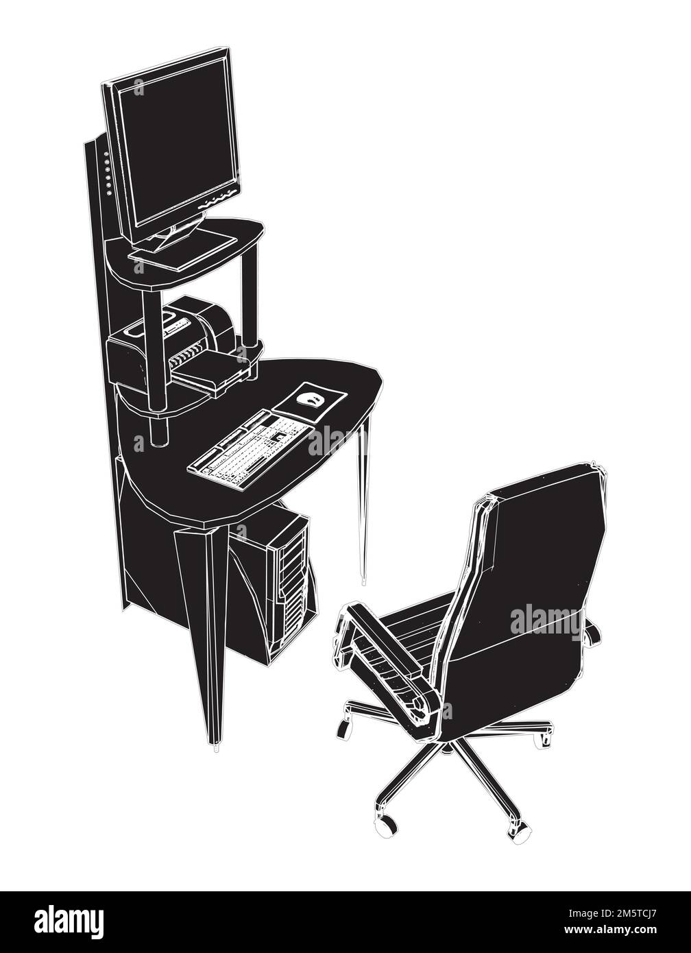 Working Place Office Table Vector. Illustration Isolated On White