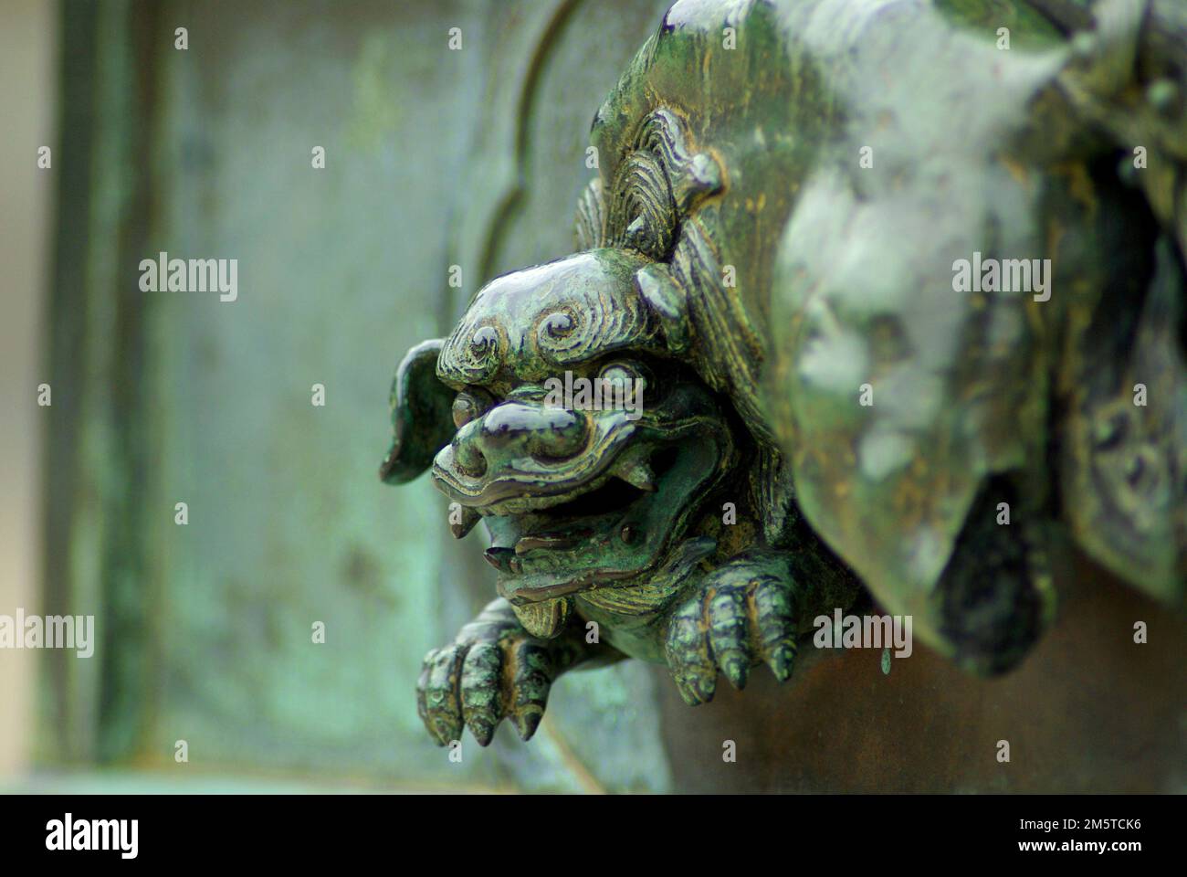 Bronze decoration on a lamp in Horyu-ji temple Stock Photo